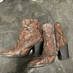 Zara Faux Snakeskin Leather Booties